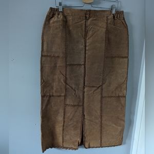 Vintage leather patch work skirt